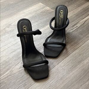 Black Open Toe Strap Heels